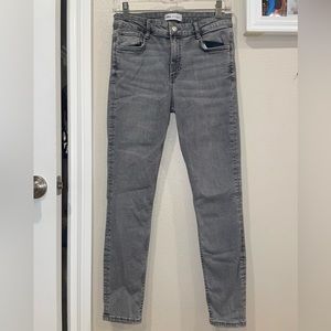 Zara High Rise Ankle Skinny Jeans - Washed Gray
